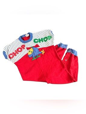 Vintage Buster Brown 24M Romper Jumpsuit Red Chop Chop Helicopter